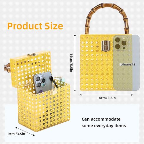 Oweisong Rattan Acrylic Clutch Purse for Women Formal Wedding Evening Handbag Summer Beach Wicker Top Handle Bag in Saudi Arabia