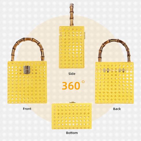 Oweisong Rattan Acrylic Clutch Purse for Women Formal Wedding Evening Handbag Summer Beach Wicker Top Handle Bag in Saudi Arabia