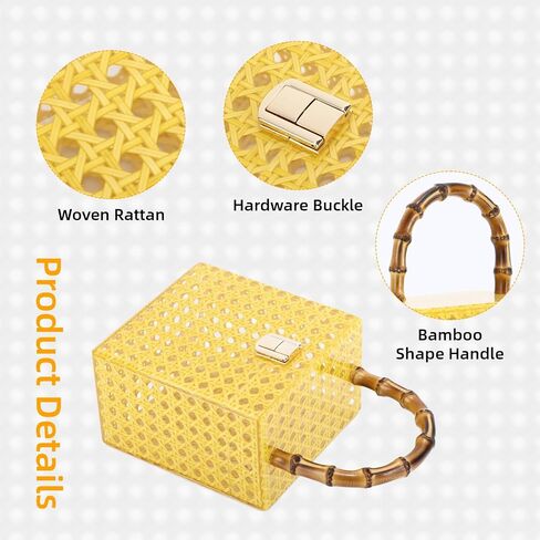 Oweisong Rattan Acrylic Clutch Purse for Women Formal Wedding Evening Handbag Summer Beach Wicker Top Handle Bag in Saudi Arabia