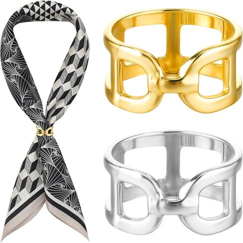 2 Pcs Scarf Ring for Women, Gold Sliver Scarf Clips Metal Scarf Slide Buckle Silk Scarves Pin Shawl Clips Shawl Clasp Holder Scarfs Accessories for T-Shirt Neckerchief in Saudi Arabia