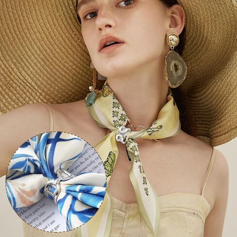 2 Pcs Scarf Ring for Women, Gold Sliver Scarf Clips Metal Scarf Slide Buckle Silk Scarves Pin Shawl Clips Shawl Clasp Holder Scarfs Accessories for T-Shirt Neckerchief in Saudi Arabia