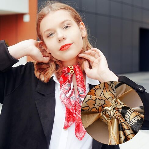 2 Pcs Scarf Ring for Women, Gold Sliver Scarf Clips Metal Scarf Slide Buckle Silk Scarves Pin Shawl Clips Shawl Clasp Holder Scarfs Accessories for T-Shirt Neckerchief in Saudi Arabia