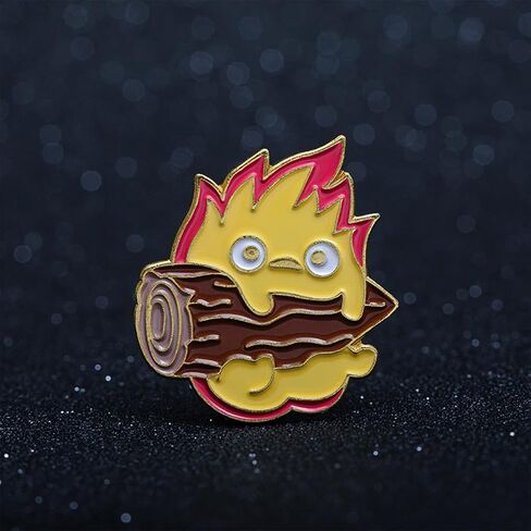 Lovely Cartoon Ball of Fire Calcifer Brooch Pin Badge for Anime Movie Fans Collection Memorial Jewelry in Saudi Arabia