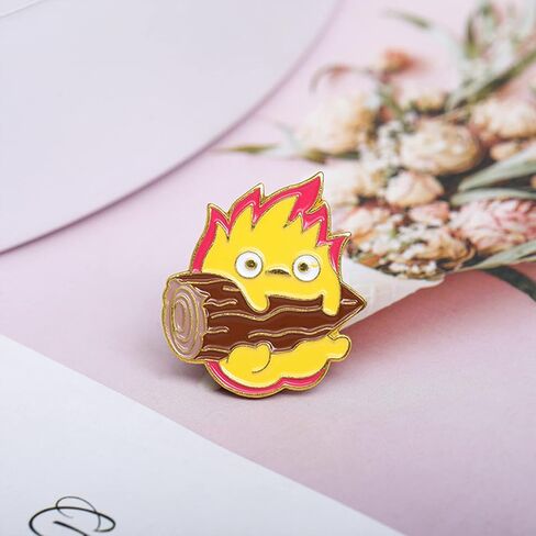 Lovely Cartoon Ball of Fire Calcifer Brooch Pin Badge for Anime Movie Fans Collection Memorial Jewelry in Saudi Arabia