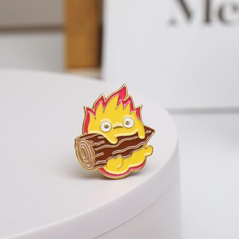 Lovely Cartoon Ball of Fire Calcifer Brooch Pin Badge for Anime Movie Fans Collection Memorial Jewelry in Saudi Arabia