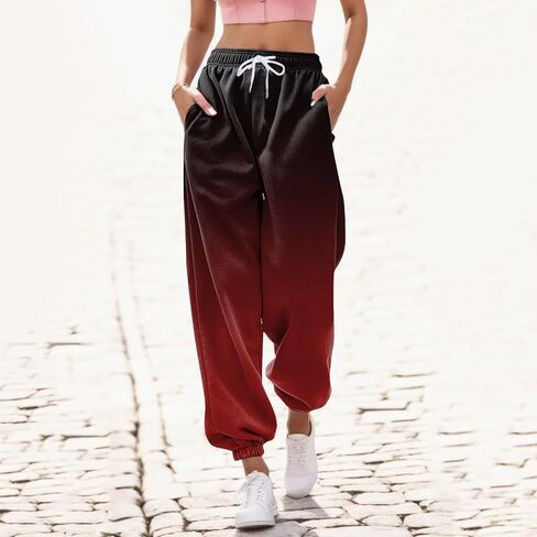 Womens Sweatpants 2025 High Waisted Baggy Gradient Cinch Bottom Athletic Workout Joggers Lounge Pants with Pockets in Kuwait