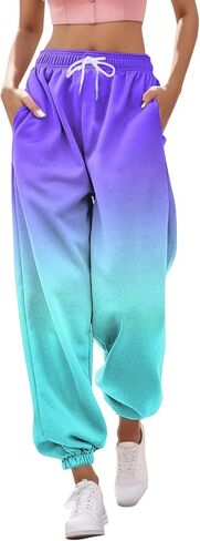 Womens Sweatpants 2025 High Waisted Baggy Gradient Cinch Bottom Athletic Workout Joggers Lounge Pants with Pockets in Kuwait