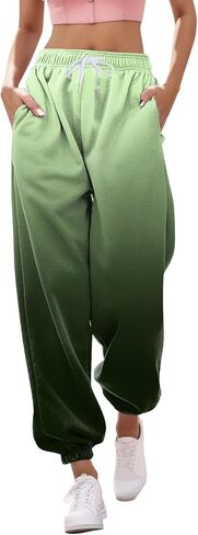 Womens Sweatpants 2025 High Waisted Baggy Gradient Cinch Bottom Athletic Workout Joggers Lounge Pants with Pockets in Kuwait