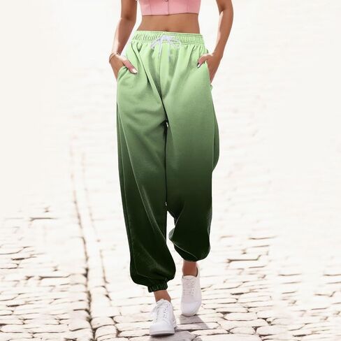 Womens Sweatpants 2025 High Waisted Baggy Gradient Cinch Bottom Athletic Workout Joggers Lounge Pants with Pockets in Kuwait