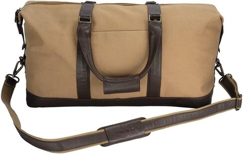 Schneiders Heritage Canvas و Leather Duffle Bag لعرض الخيول ورحلات الحظيرة | سعة كبيرة | قماشية 14oz ثقيلة | الأجهزة البرونزية القديمة | حزام كتف جلدي قابل للتعديل | لون تان in Saudi Arabia