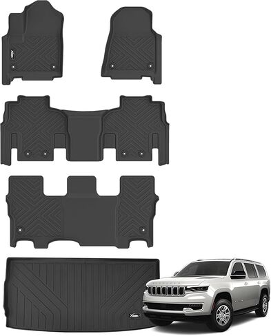 Floor Mats for 2022 2023 2024 Jeep Wagoneer 8 Seats with Trunk Mat All Weather TPE Protection 3 Rows Car Floor Liners Full Set with Cargo Liners in Kuwait