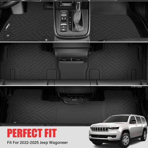 Floor Mats for 2022 2023 2024 Jeep Wagoneer 8 Seats with Trunk Mat All Weather TPE Protection 3 Rows Car Floor Liners Full Set with Cargo Liners in Kuwait