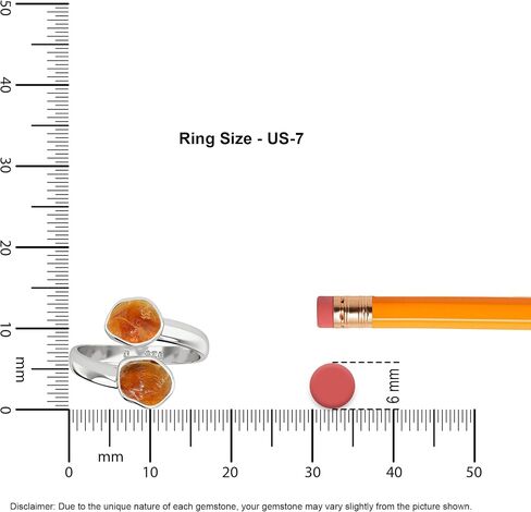 Natural Raw/Rough Citrine 2 Stone Size Adjustable Stackable Twister Ring for Women in Sterling Silver, November Birthstone Jewelry Gifts for Her (Bezel-Set) in Saudi Arabia