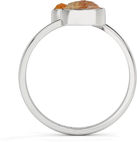 Natural Raw/Rough Citrine 2 Stone Size Adjustable Stackable Twister Ring for Women in Sterling Silver, November Birthstone Jewelry Gifts for Her (Bezel-Set) in Saudi Arabia