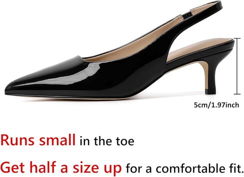 Kitten Heels for Women Closed Pointed Toe Kitty Slingback Dressy Low Heeled Pumps Fashion Casual Herls Bridal Dress Shoes in Kuwait