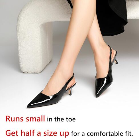 Kitten Heels for Women Closed Pointed Toe Kitty Slingback Dressy Low Heeled Pumps Fashion Casual Herls Bridal Dress Shoes in Kuwait