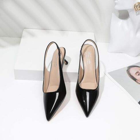 Kitten Heels for Women Closed Pointed Toe Kitty Slingback Dressy Low Heeled Pumps Fashion Casual Herls Bridal Dress Shoes in Kuwait