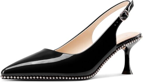 مدببة Castamere Womens بوضع مقربة من مضخات Slingback Pumps هريرة كعب فستان غير رسمي على براءات الاختراع أحذية جلدية in Saudi Arabia