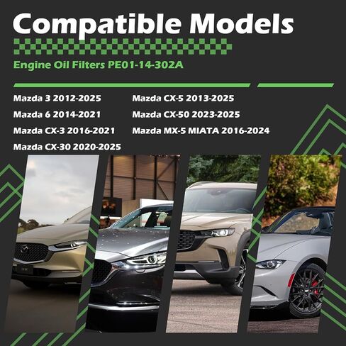 مرشحات زيت المحرك Kefly PE01-14-302A يناسب Mazda 3 6 Cx-3 Cx-30 Cx-5 Cx-50 Mx-5 Miata ، مع حشية مكونة الصرف (1pcs) in Saudi Arabia