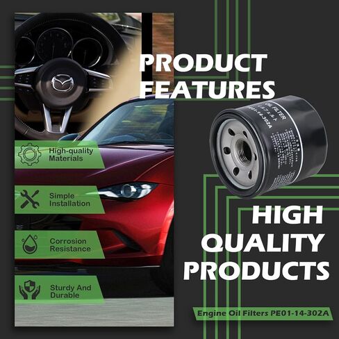 مرشحات زيت المحرك Kefly PE01-14-302A يناسب Mazda 3 6 Cx-3 Cx-30 Cx-5 Cx-50 Mx-5 Miata ، مع حشية مكونة الصرف (1pcs) in Saudi Arabia