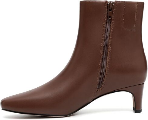 Athlefit Women's Ankle Boots Comfortable Low Heel Pointed Square Toe Dress Short Boots with Side Zipper in Kuwait
