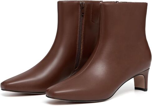 Athlefit Women's Ankle Boots Comfortable Low Heel Pointed Square Toe Dress Short Boots with Side Zipper in Kuwait