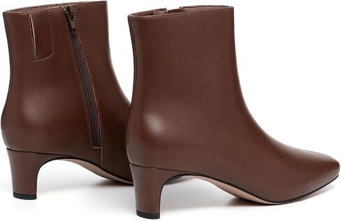 Athlefit Women's Ankle Boots Comfortable Low Heel Pointed Square Toe Dress Short Boots with Side Zipper in Kuwait