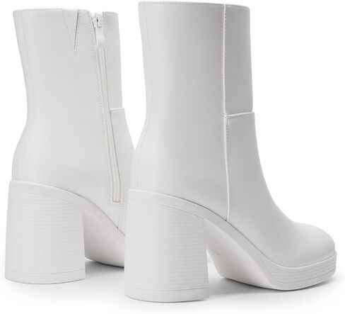 DREAM PAIRS Women's Platform Gogo Ankle Boots Chunky Shoes | High Heels Square Toe Comfort Party Dress Side Zipper Booties,Suitable for Casual Outings Daily Work in Kuwait