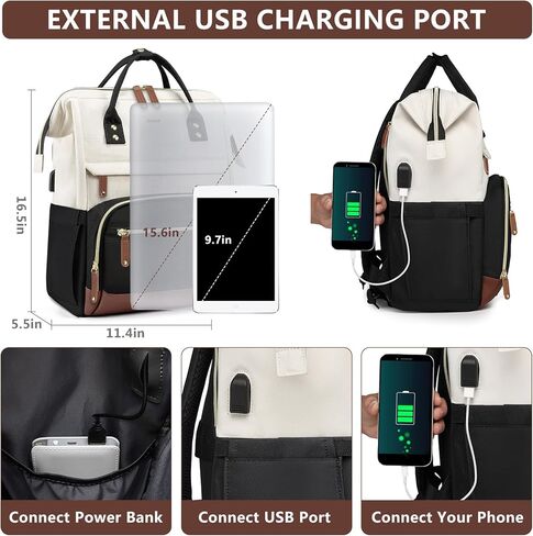 Backpack for Women Work Bags: 15.6 inch Laptop Backpack Purse Waterproof Backpacks with USB Charger College Bookbag Casual Business Computer Backpack for Travel Nurse Teacher in Kuwait