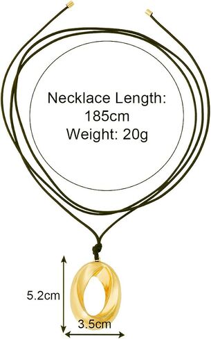 YOOESTORES82 Chunky Gold Hollowed Circle Pendant Necklaces, Adjustable Wax Rope Twisted Geometry Thick Metal Statement Choker Necklaces for Women in Saudi Arabia