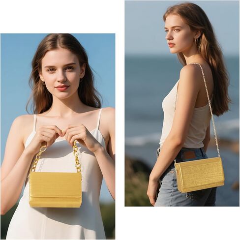 Clutch Purses for Women – Premium Box Evening Bag with Dual Chains for Wedding, Party or Formal Events in Saudi Arabia
