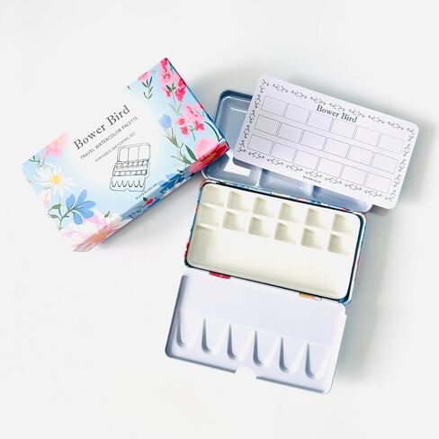 Travel Watercolor Palette,Portable Ceramic Palette 18 Well,Empty Paint Palette,Small Travel Metal Paint Boxwith Porcelain Palette in Kuwait