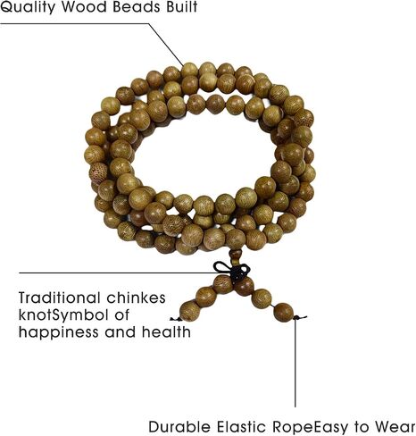 سوار البخور الفيتنامي أجاروود ، Mala Beads Natural Wooden Men and Women's Wrap ، صلاة Mala Beads Tibetan Necklace 8mm (116pcs) in Saudi Arabia
