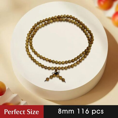 سوار البخور الفيتنامي أجاروود ، Mala Beads Natural Wooden Men and Women's Wrap ، صلاة Mala Beads Tibetan Necklace 8mm (116pcs) in Saudi Arabia