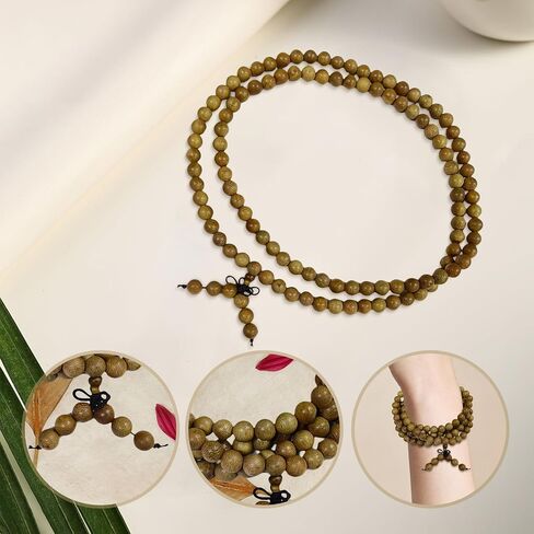 سوار البخور الفيتنامي أجاروود ، Mala Beads Natural Wooden Men and Women's Wrap ، صلاة Mala Beads Tibetan Necklace 8mm (116pcs) in Saudi Arabia