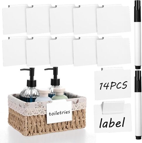 12 Pcs Removable Basket Bin Label Basket Labels Clip Kitchen Clip Label Holder Plastic Storage Bin Labels Clip On Hanging Bin Clip Label for Pantry Organization Box Wire Shelf Cubes Container Laundry in Saudi Arabia