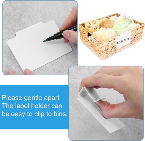 12 Pcs Removable Basket Bin Label Basket Labels Clip Kitchen Clip Label Holder Plastic Storage Bin Labels Clip On Hanging Bin Clip Label for Pantry Organization Box Wire Shelf Cubes Container Laundry in Saudi Arabia
