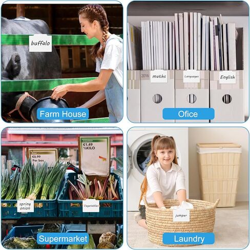 12 Pcs Removable Basket Bin Label Basket Labels Clip Kitchen Clip Label Holder Plastic Storage Bin Labels Clip On Hanging Bin Clip Label for Pantry Organization Box Wire Shelf Cubes Container Laundry in Saudi Arabia