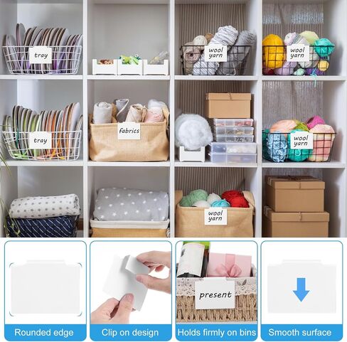 12 Pcs Removable Basket Bin Label Basket Labels Clip Kitchen Clip Label Holder Plastic Storage Bin Labels Clip On Hanging Bin Clip Label for Pantry Organization Box Wire Shelf Cubes Container Laundry in Saudi Arabia