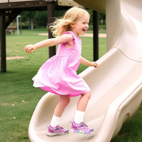 Yeskis Toddler تضيء الأحذية للفتيات اللمعان بقيادة وحيدات خفيفة الوزن غير قابلة للانزلاق أحذية رياضية للطفل الصغير والطفل الصغير in Kuwait