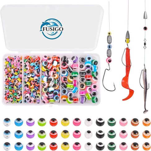 Fish Eye Beads Fishing Line Beads Assorted Kit, 300Pcs Mixed Color Fishing Beads Hard Floating Ball Stopper Beads Fishing Bait Eggs Bead for Trout Salmon 5mm 6mm 8mm 10mm in Saudi Arabia