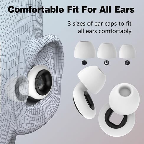 2 Pairs Nexavibe Noise Reduction Earplugs 33db for Sleeping,Concerts,Motorcycle,Focus Work & Travel - Reusable Silicone Ear Plugs for Adults with Portable Case – Includes 3 Sizes for All Ears in Saudi Arabia