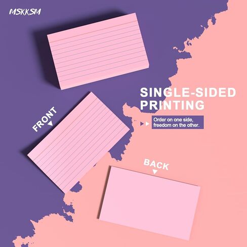 Pink Index Cards 3x5 Inch - 208 Pack, Ruled Index Flash Cards for Studying, Lined Index Note Cards 3" x 5", Pink Flashcards 3x5 Notecards 4 Pack of 52 in Kuwait