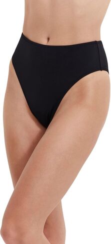 Women’s Solid Black High Rise High Leg Bikini Bottom with Cheeky Back Coverage and Full Lining Essential in Saudi Arabia