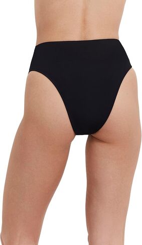 Women’s Solid Black High Rise High Leg Bikini Bottom with Cheeky Back Coverage and Full Lining Essential in Saudi Arabia