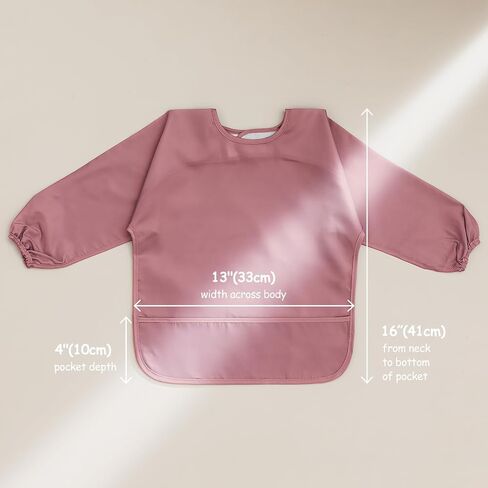 4 Pack Long Sleeve Bib, Waterproof Sleeved Smock for Baby Boy or Girl, Toddler Full Sleeve Bib Outfit, Reusable Bib with Pocket, Fits Ages 6-24 Months in Saudi Arabia