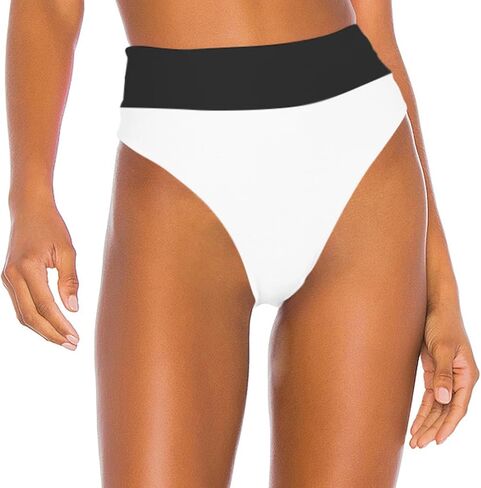 HYTENSUN Women's High Waisted Bikini Bottom High Cut Color Block Swimsuit Bottoms in Kuwait