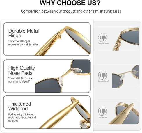 Retro Oval Sunglasses for Women Men 70s Trendy Sardine Sun Glasses Gold Metal Frame Shades UV400 Protection in Saudi Arabia