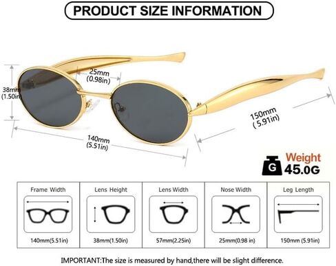Retro Oval Sunglasses for Women Men 70s Trendy Sardine Sun Glasses Gold Metal Frame Shades UV400 Protection in Saudi Arabia