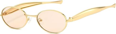 Retro Oval Sunglasses for Women Men 70s Trendy Sardine Sun Glasses Gold Metal Frame Shades UV400 Protection in Saudi Arabia